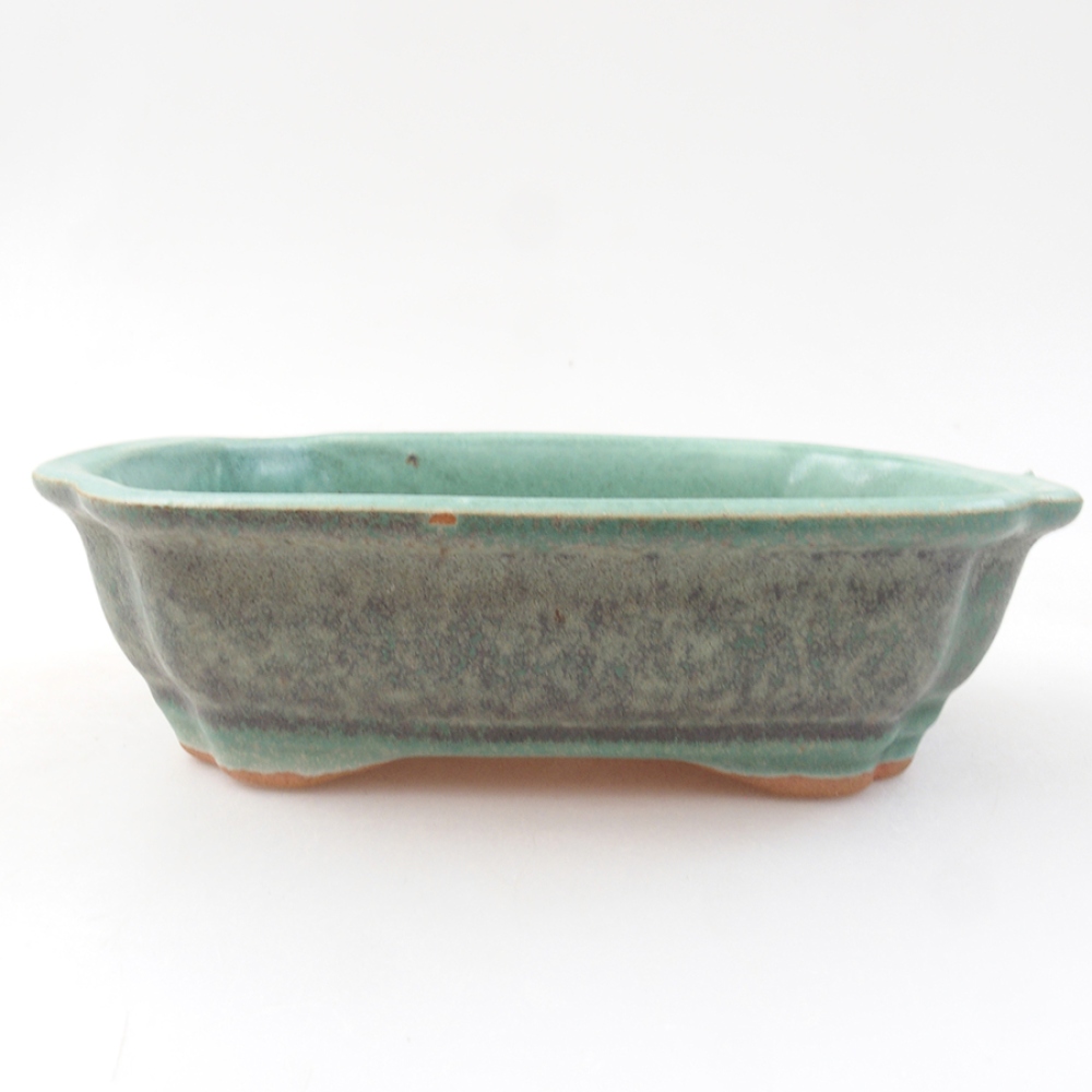 Keramická bonsai miska 16 x 12 x 5 cm, farba zelená