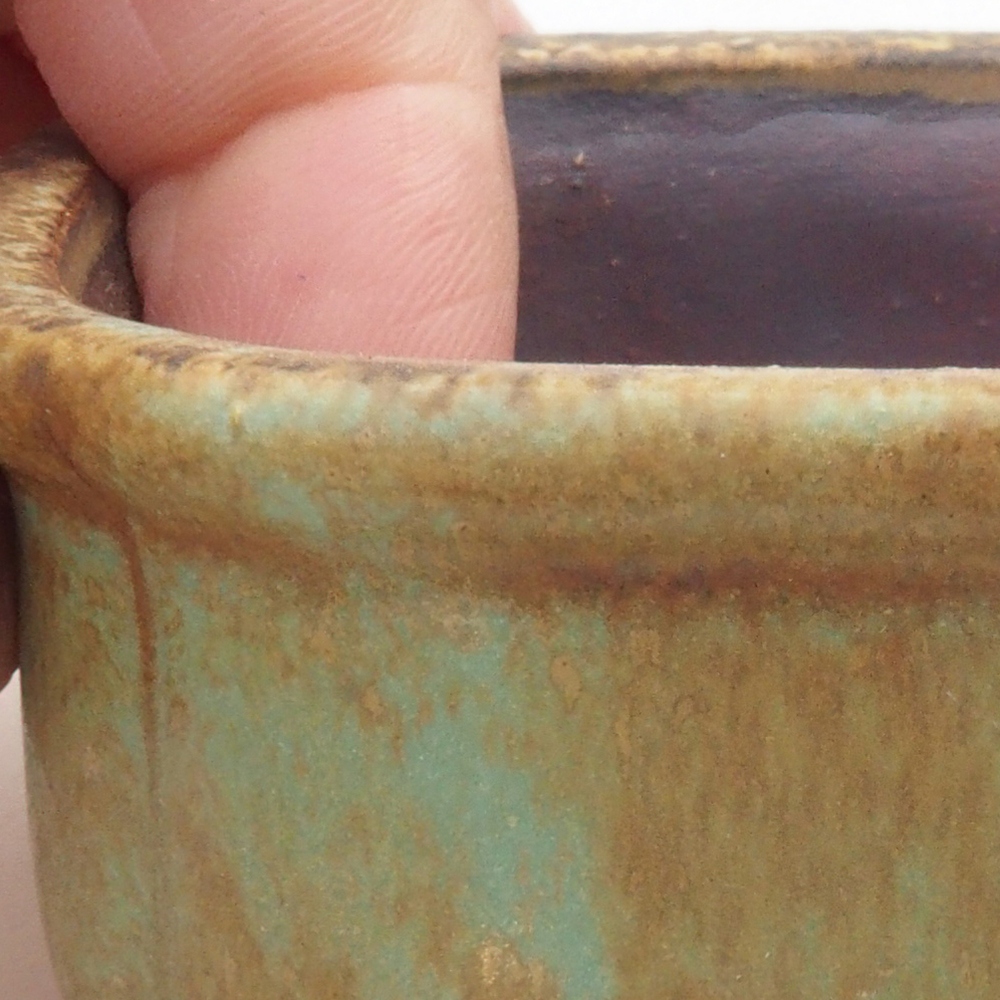 Keramická bonsai miska 7,5 x 7,5 x 3,5 cm, farba zelena