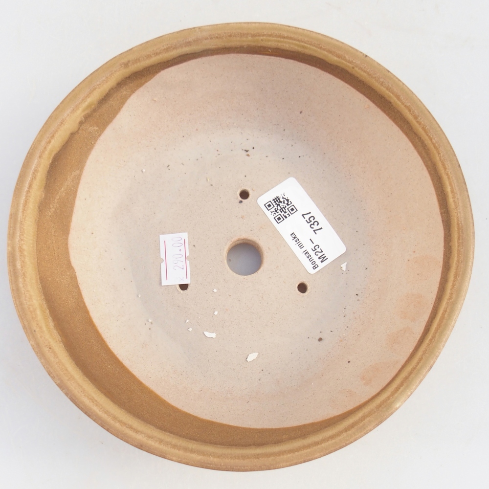 Keramická miska na bonsaje 17,5 x 17,5 x 5 cm, farba béžová