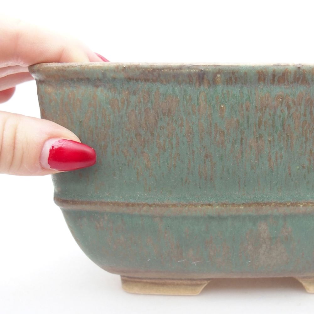 Keramická bonsajová miska 16 x 16 x 9,5 cm, zelená