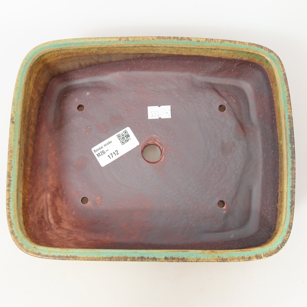 Keramická miska na bonsaje 22,5 x 18 x 6 cm, farba zelená
