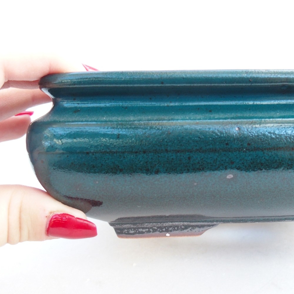 Keramická miska na bonsaje 15,5 x 15,5 x 6 cm, zelená