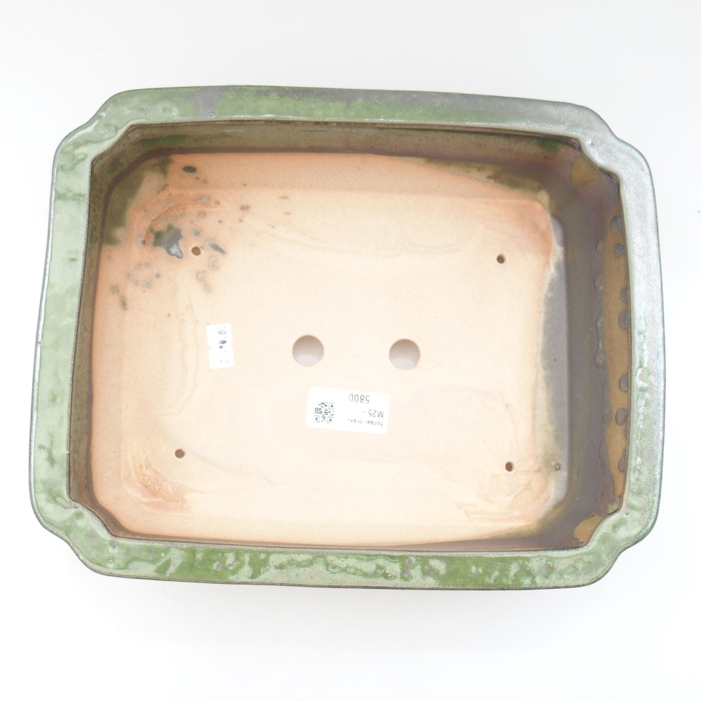 Keramická bonsai miska 27,5 x 21,5 x 7 cm, farba zelená
