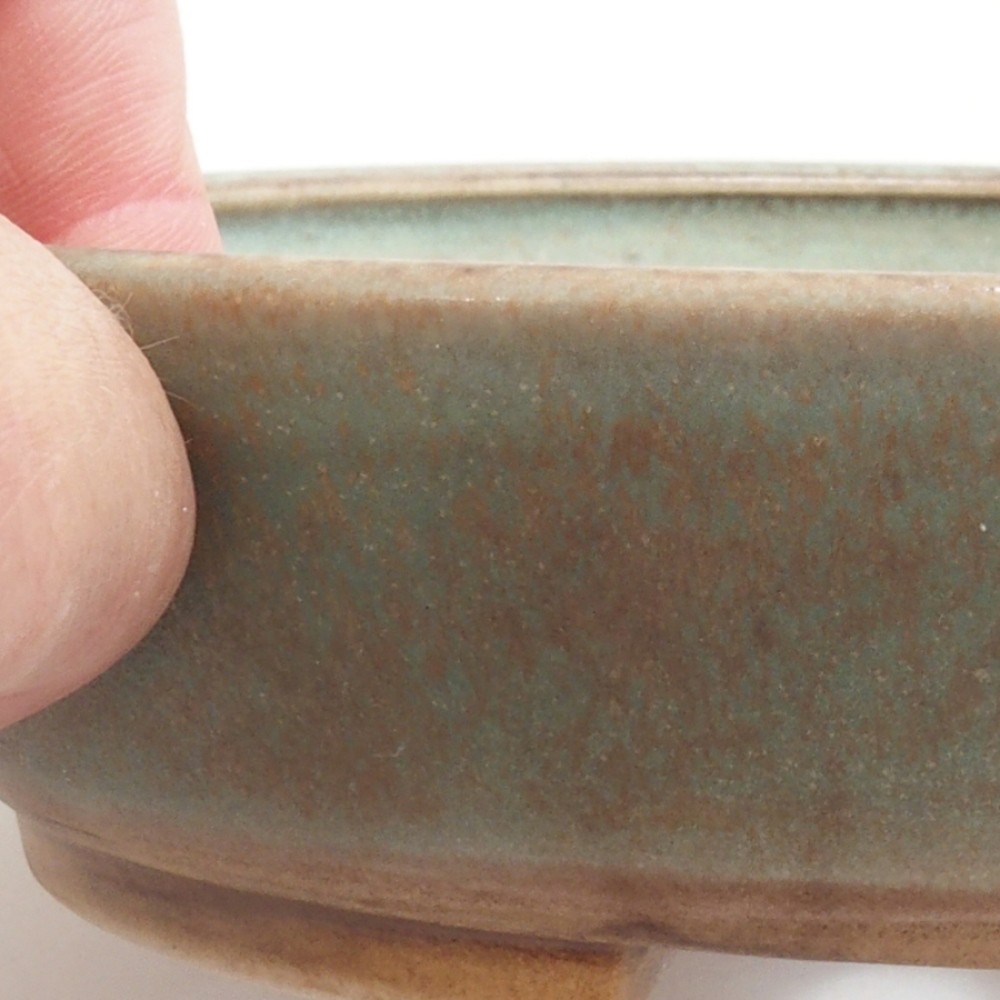Keramická bonsai miska 15 x 13,5 x 3,5 cm, farba zelená
