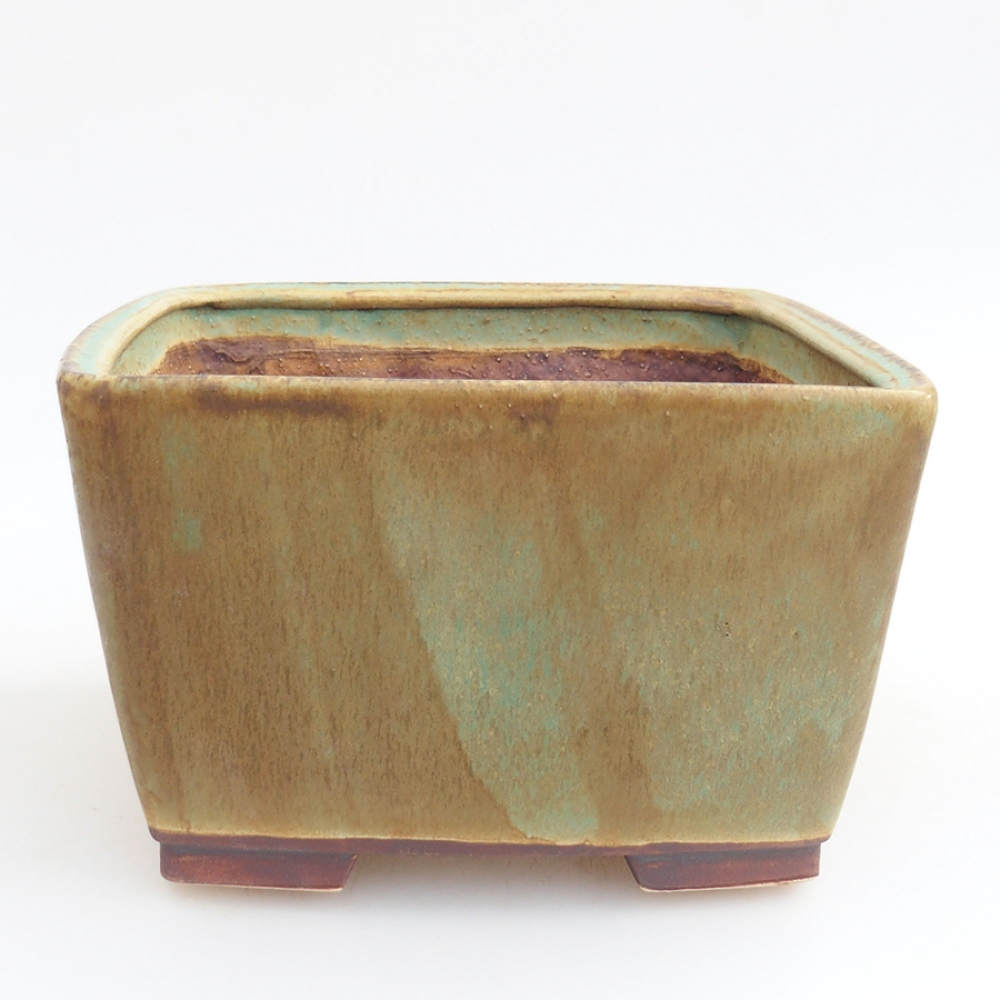 Keramická bonsai miska 15 x 15 x 9,5 cm, farba zelená