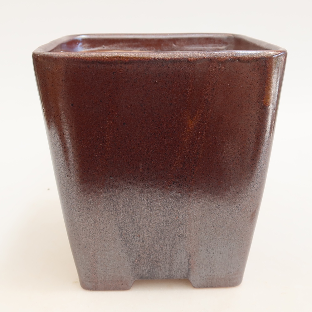 Keramická bonsajová miska 13,5 x 13,5 x 15 cm, farba kovu