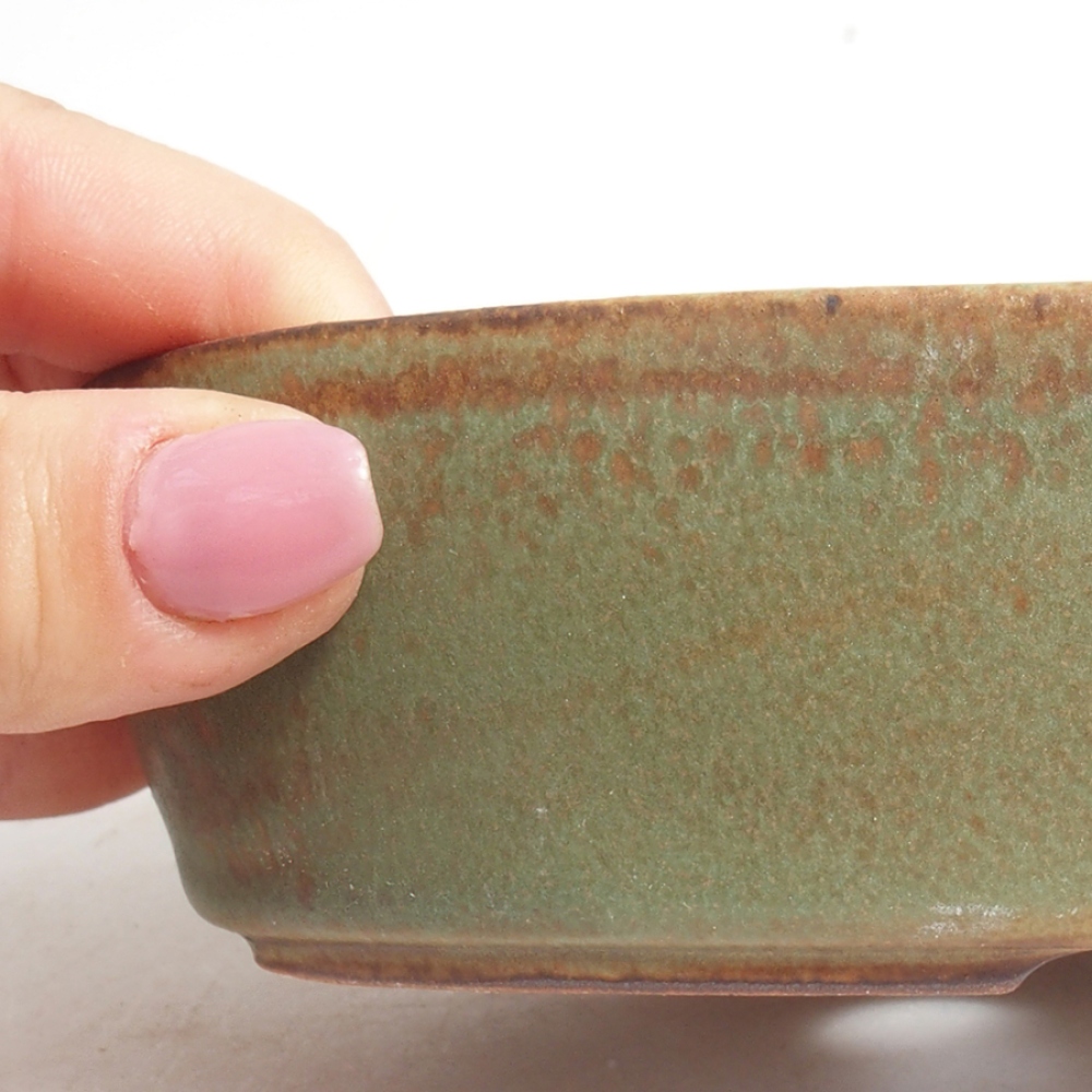 Keramická bonsai miska 15 x 9,5 x 4 cm, farba  zelená
