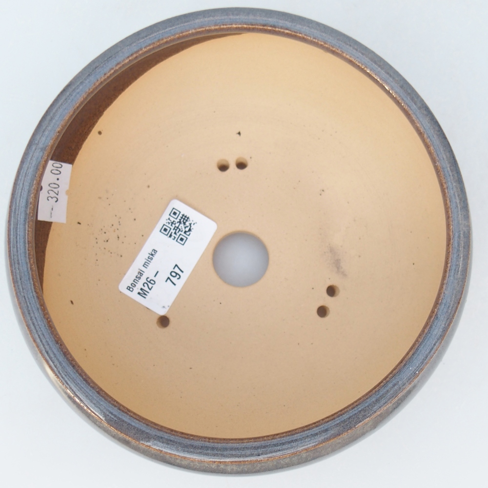 Keramická miska na bonsaje 14 x 14 x 6 cm, sivá
