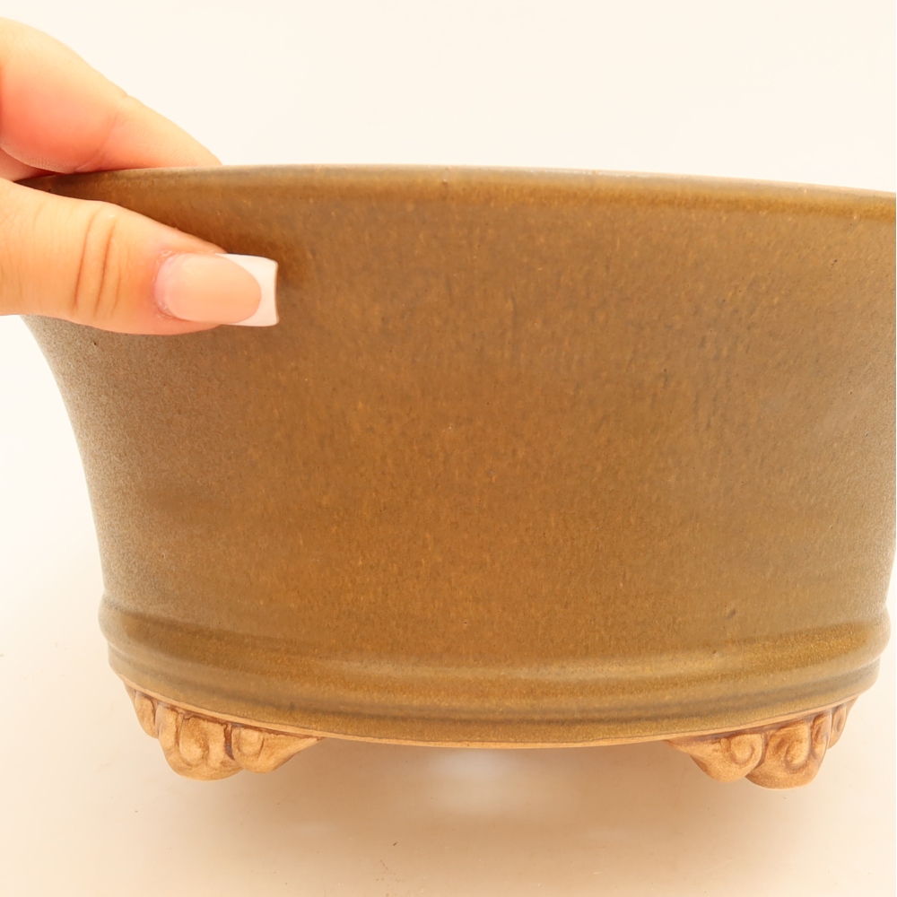 Keramická miska na bonsai 24,5 x 24,5 x 11 cm, farba hnedá