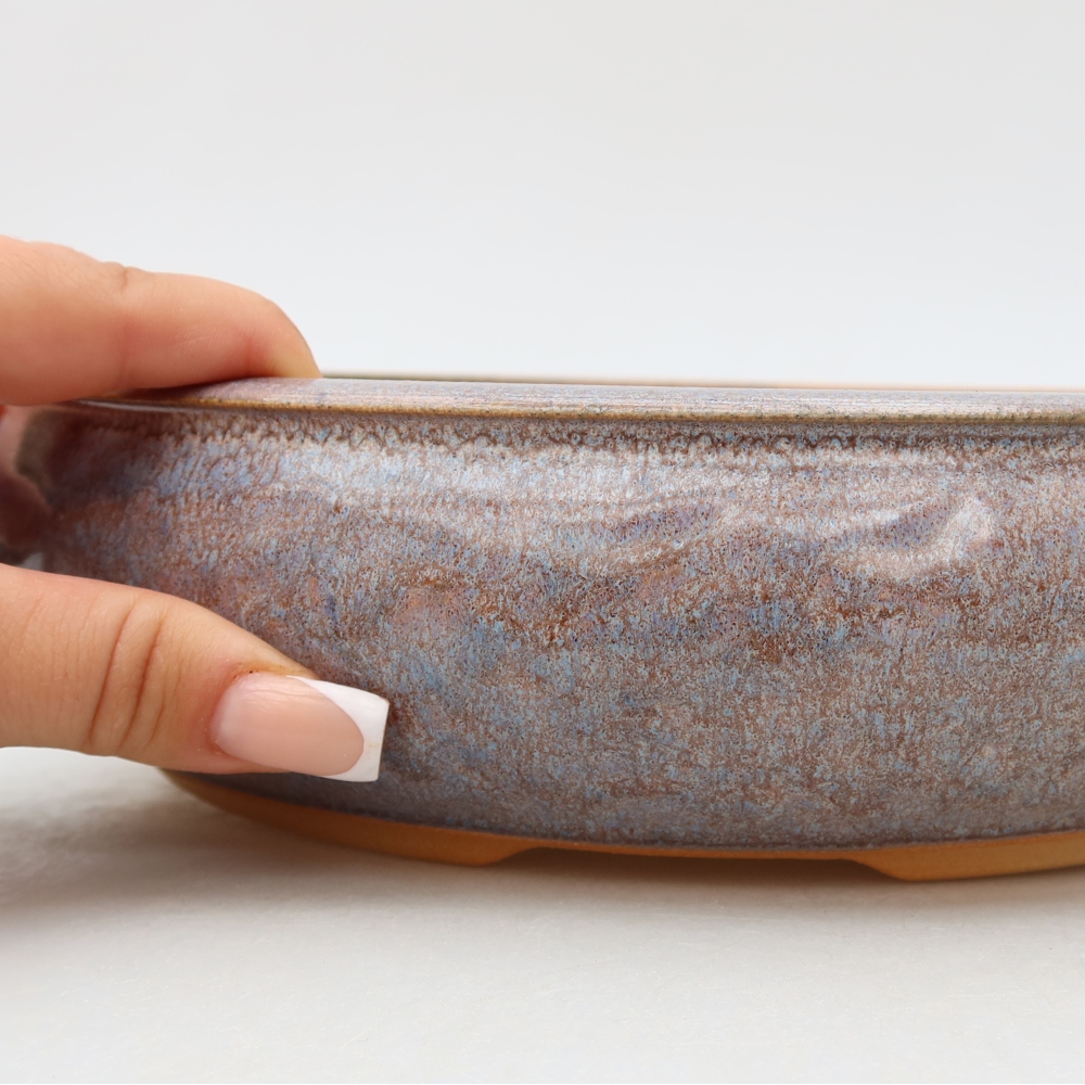 Keramická miska na bonsaje 26,5 x 26,5 x 6,5 cm, farba modrá