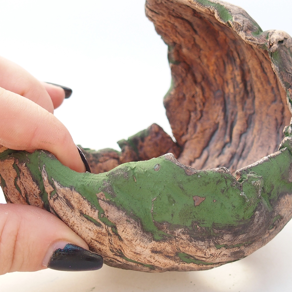 Keramická mušľa 11 x 10 x 10 cm , farba zelená