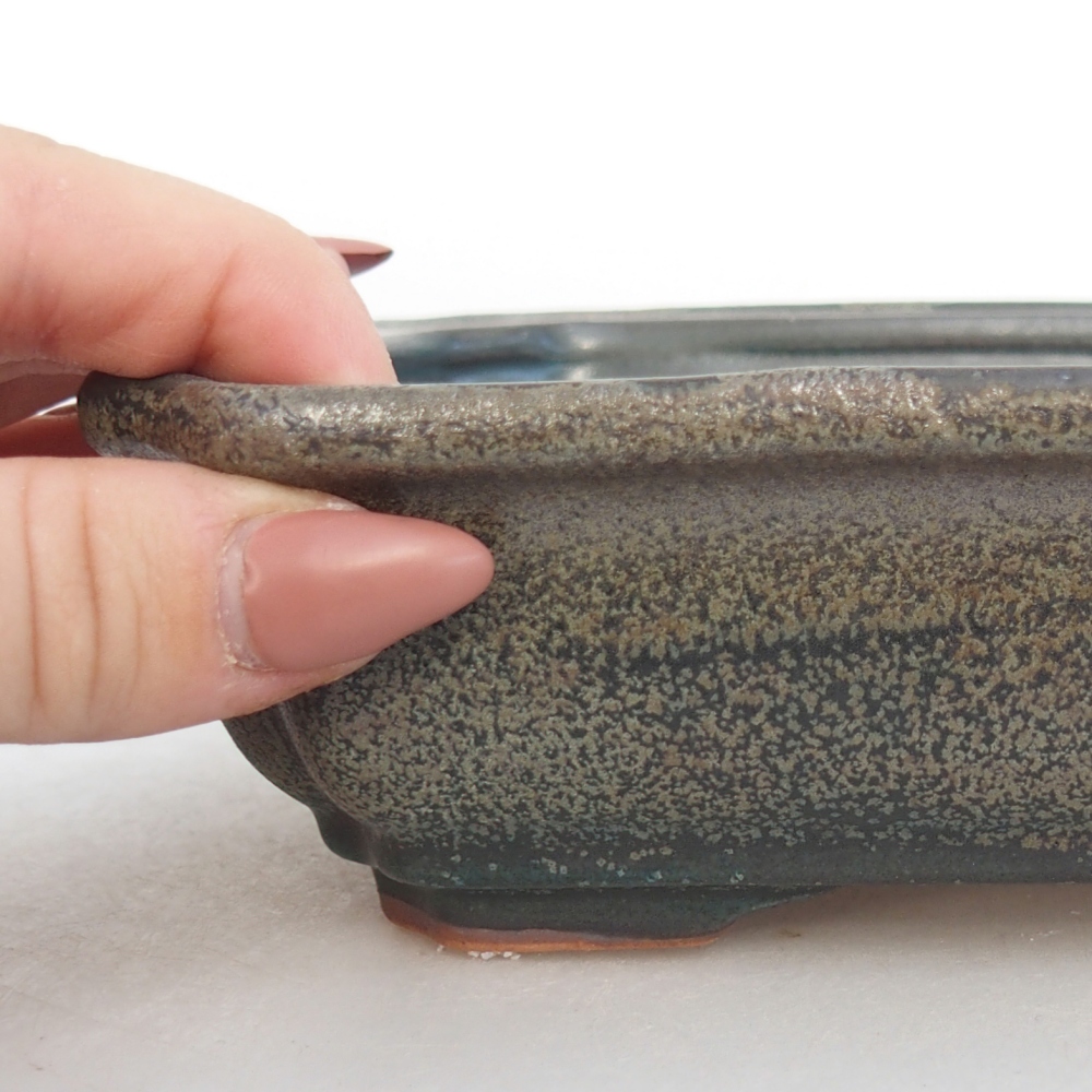 Keramická miska na bonsaje 18 x 13,5 x 5 cm, sivá