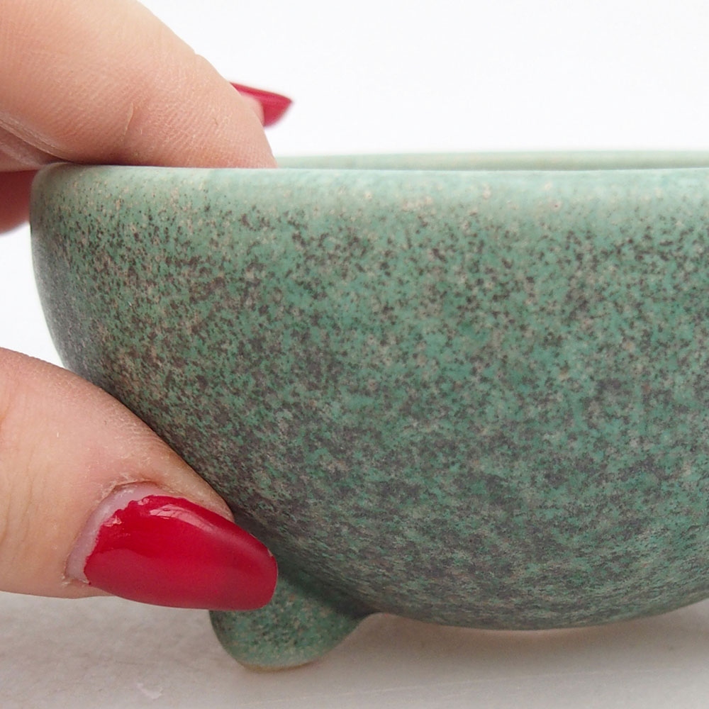 Keramická miska na bonsaje 9,5 x 9,5 x 5 cm, zelená