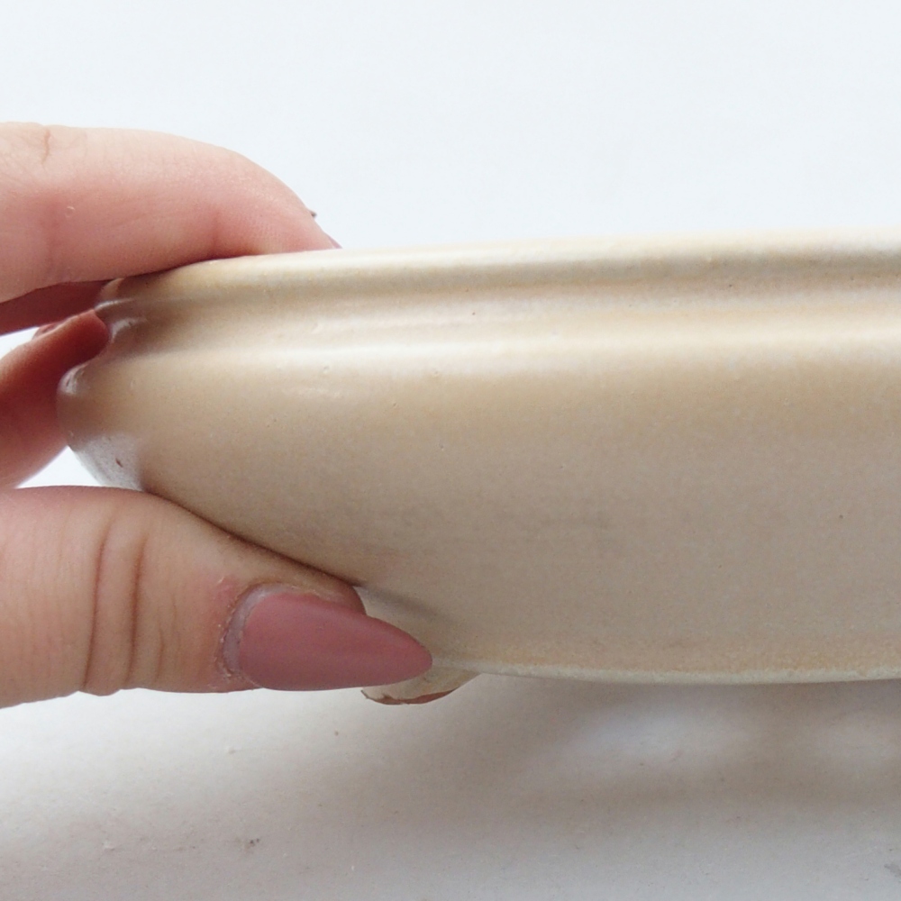 Keramická miska na bonsaje 15 x 15 x 5 cm, farba béžová