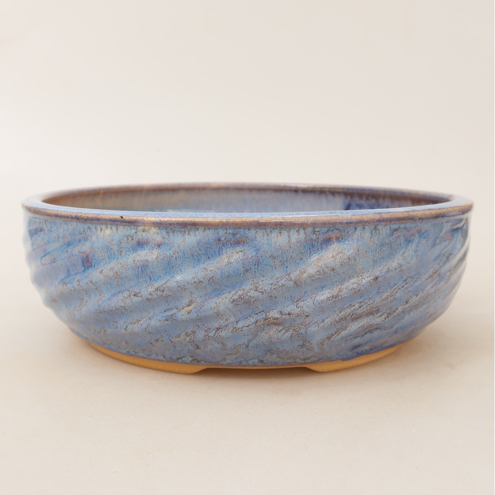 Keramická miska na bonsaje 22,5 x 22,5 x 7 cm, farba modrá