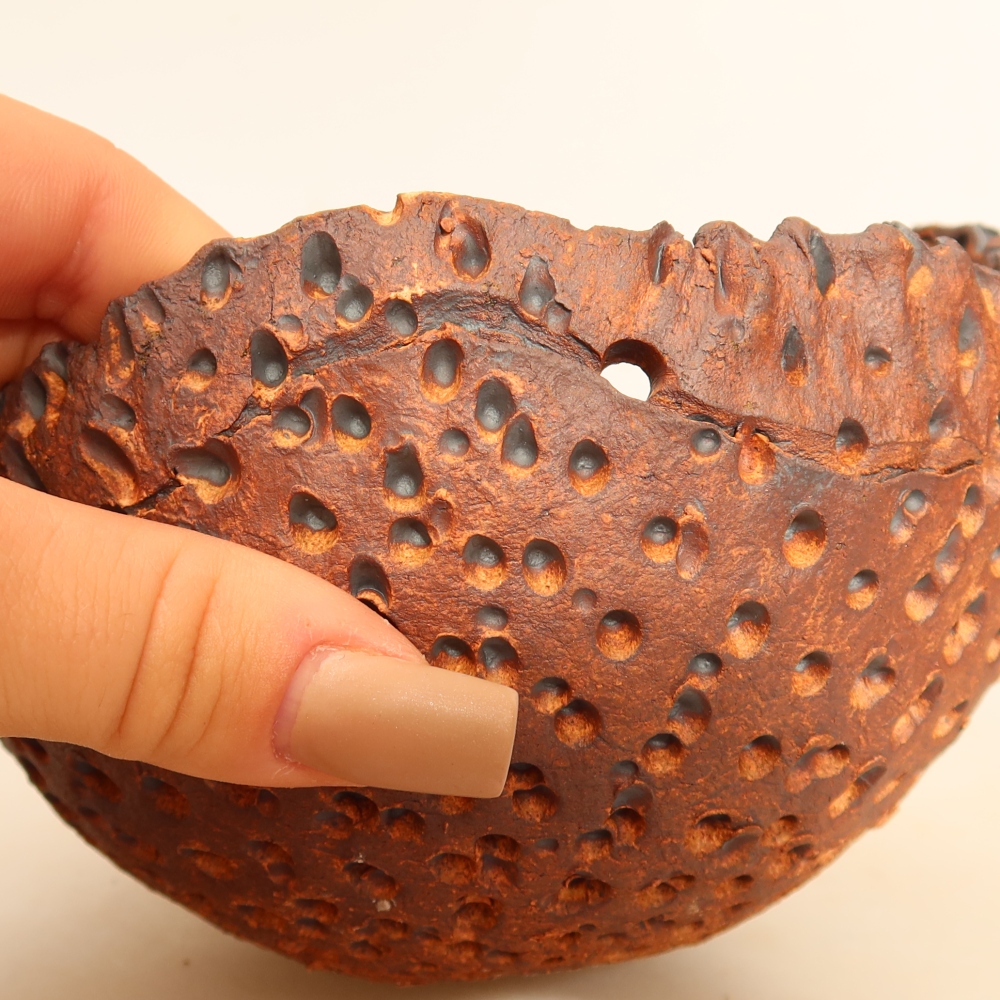 Keramická škrupina na kokedamu 14 x 13 x 9 cm, farba hnedá