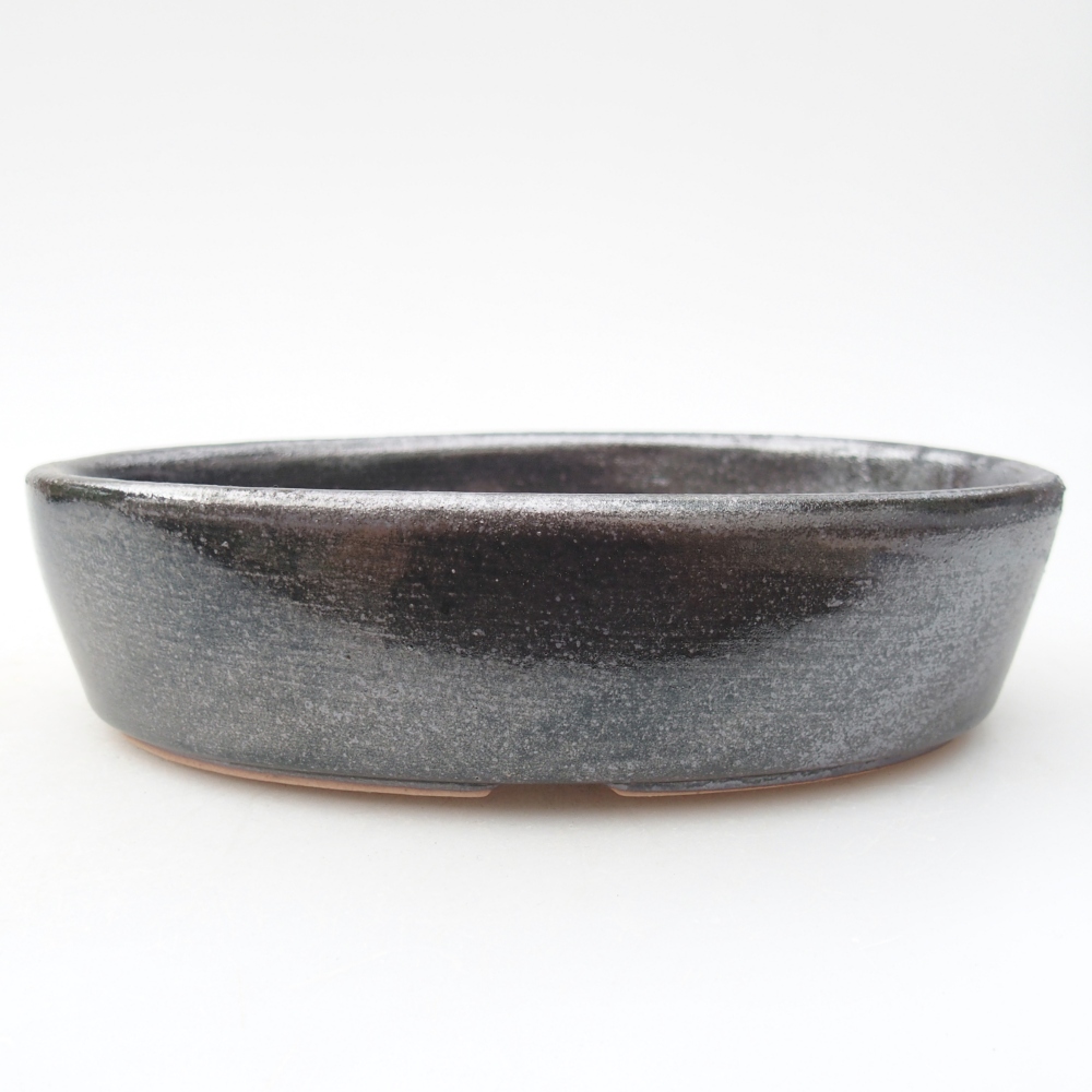 Keramická bonsajová miska 16,5 x 11,5 x 4,5 cm, farba kovu