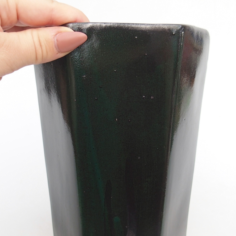 Keramická bonsajová miska 12,5 x 11,5 x 16,5 cm, zelená