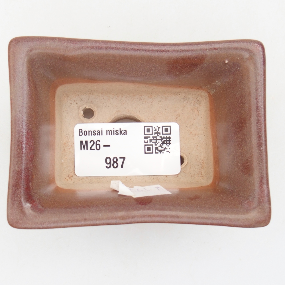 Keramická miska na bonsaje 8 x 6 x 4 cm, bordová