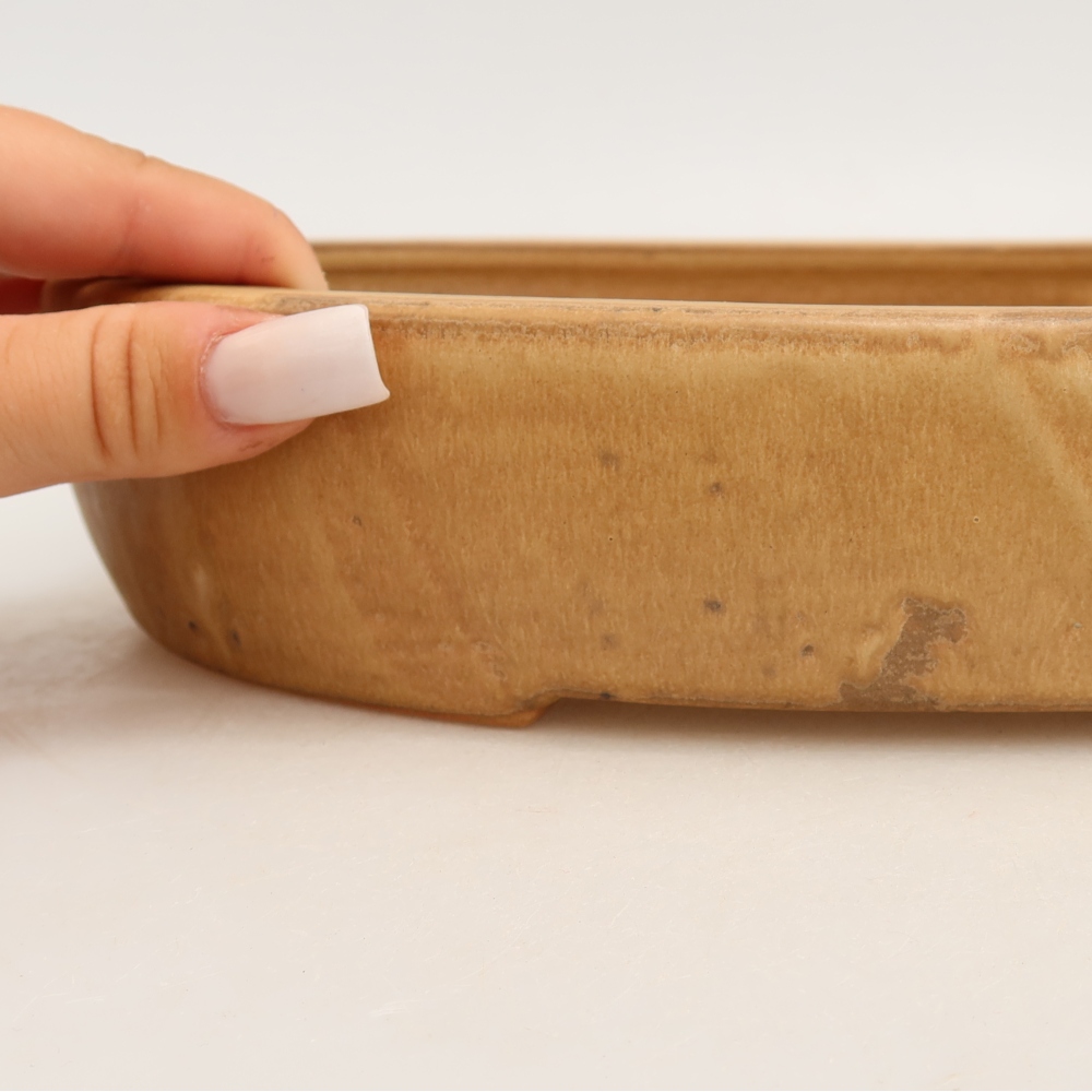Keramická bonsajová miska 27 x 21 x 5,5 cm, farba béžová