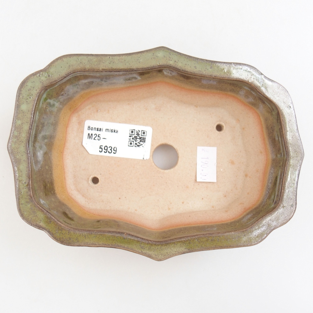 Keramická bonsai miska 15,5 x 11 x 4,5 cm, farba zelená