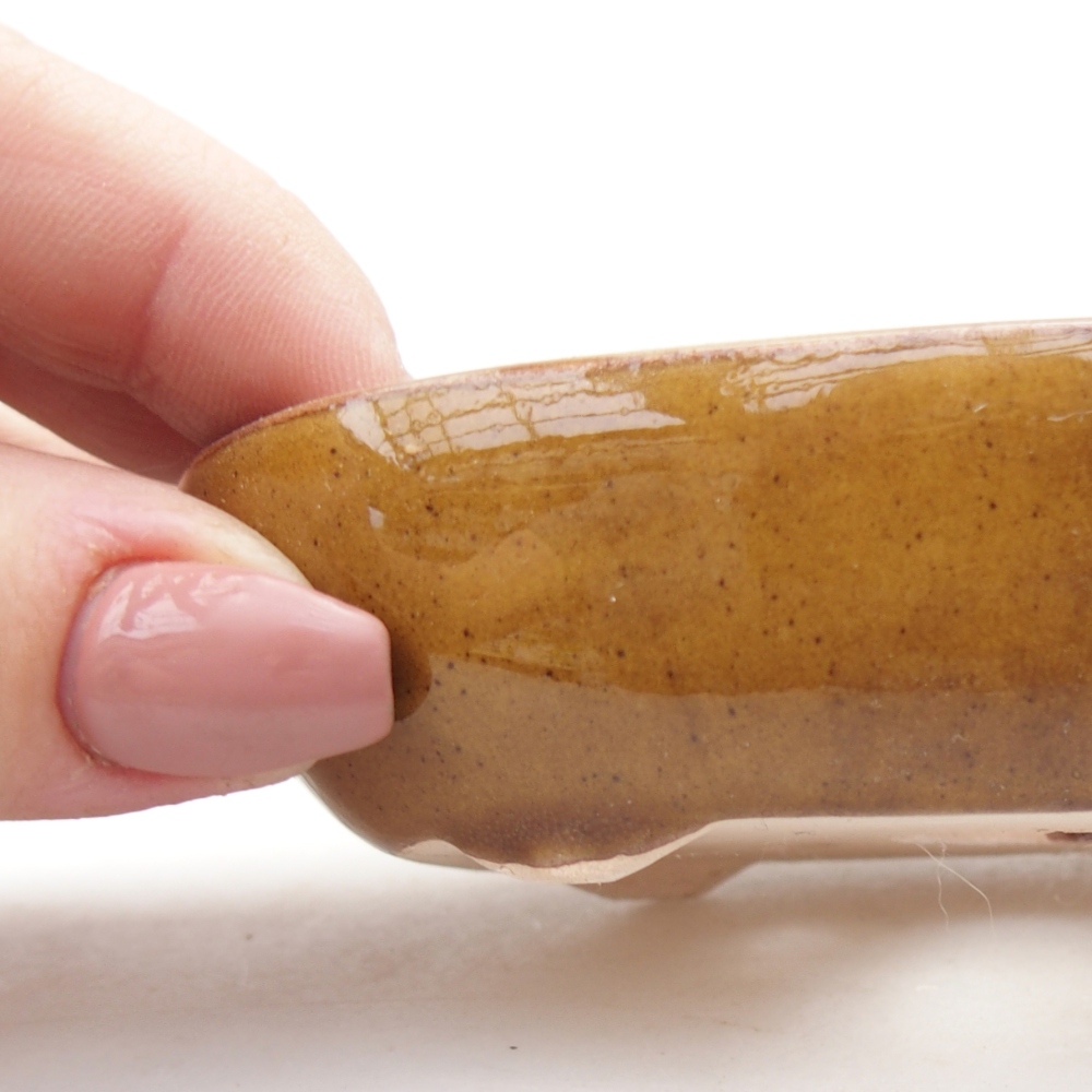 Keramická miska na bonsaje 9 x 6,5 x 2,5 cm, hnedá