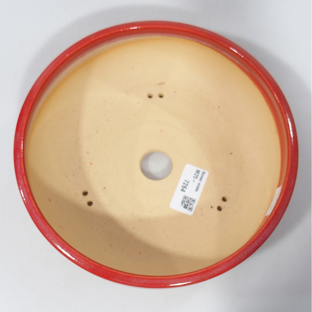 Keramická bonsajová miska 20,5 x 20,5 x 6 cm, farba červená