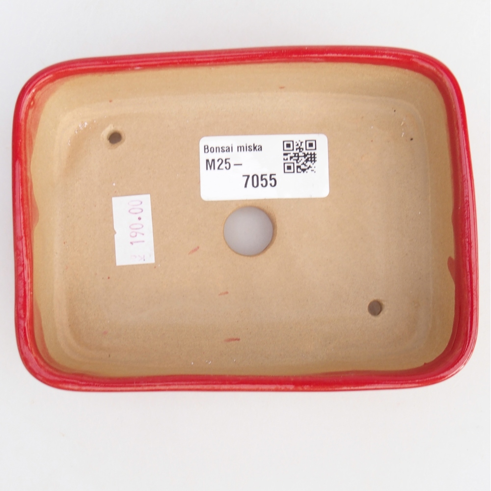 Keramická bonsajová miska 12,5 x 9,5 x 3,5 cm, farba červená