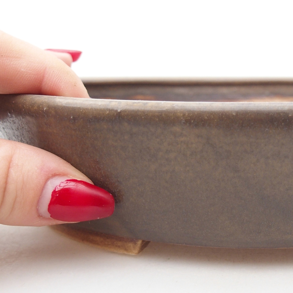 Keramická miska na bonsaje 18,5 x 16,5 x 4,5 cm, hnedá