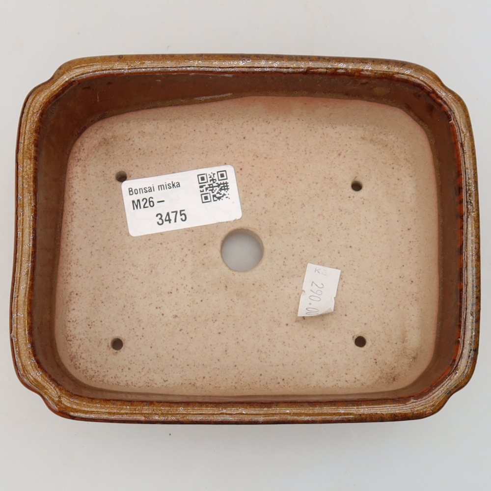 Keramická miska na bonsai 15 x 12,5 x 4,5 cm, farba: hnedá
