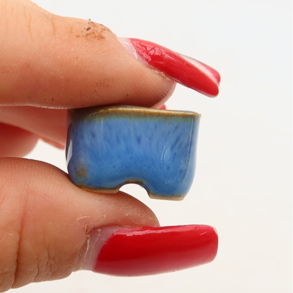 Keramická miska na bonsaje 2 x 2 x 1,5 cm, farba modrá