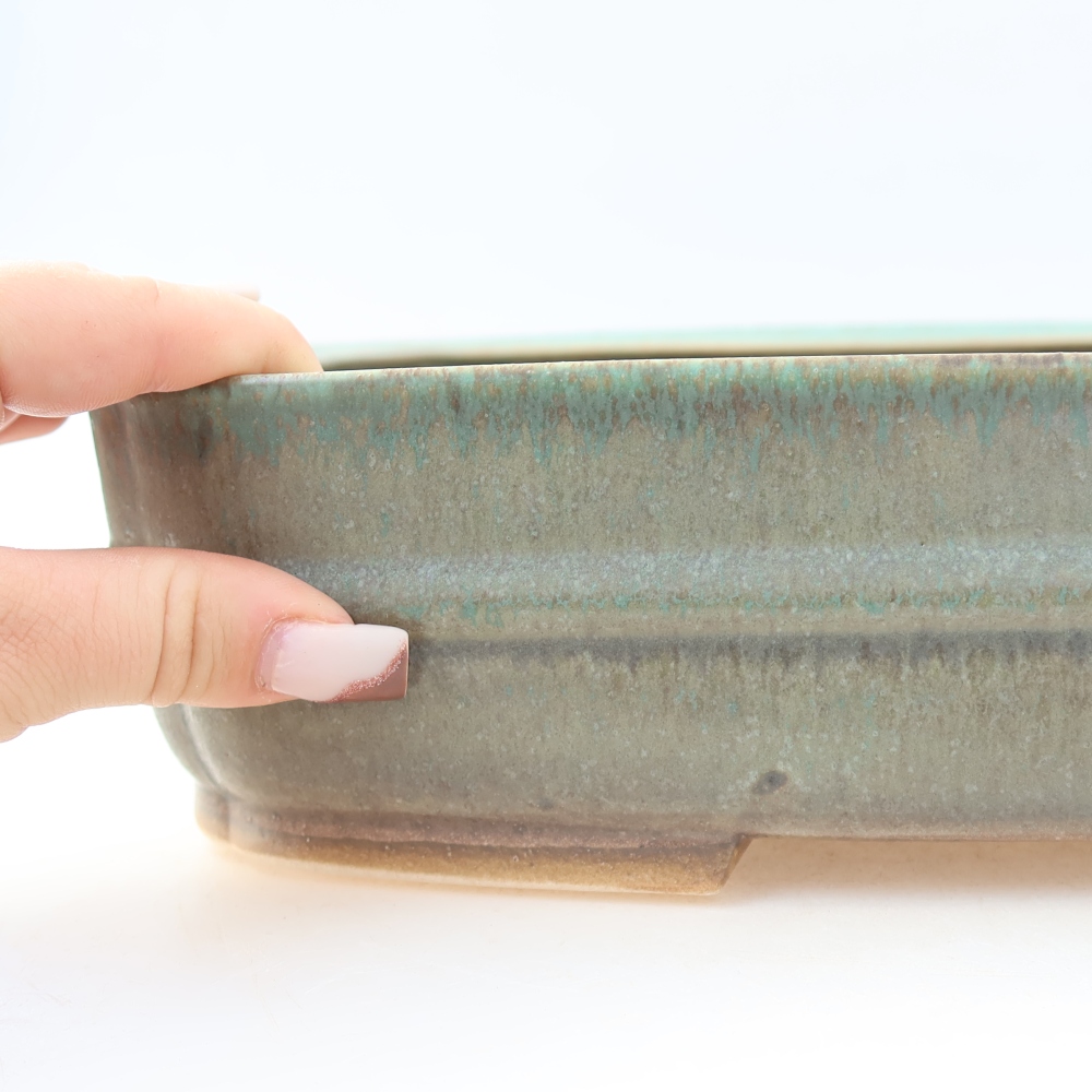 Keramická miska na bonsaje 29 x 23 x 7 cm, farba zelená