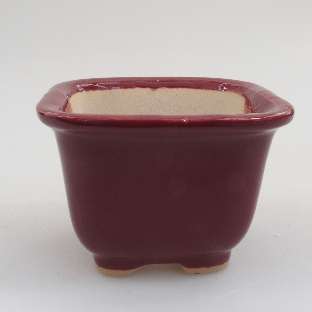 Mini bonsai miska 6 x 6 x 4,5 cm, farba vínová