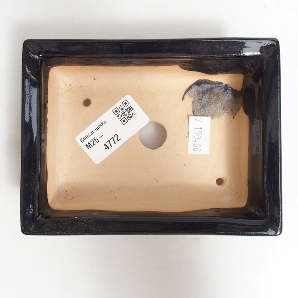 Keramická bonsai miska 13 x 10 x 4 cm, farba  čierna