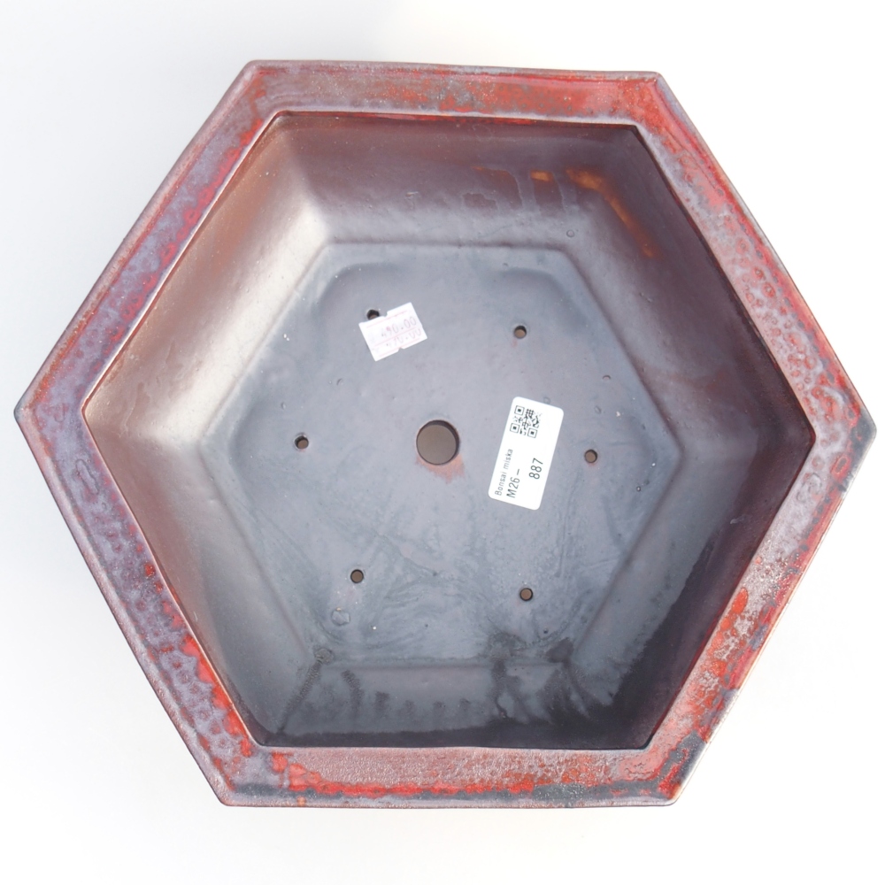 Keramická bonsajová miska 24,5 x 20 x 4 cm, farba červená