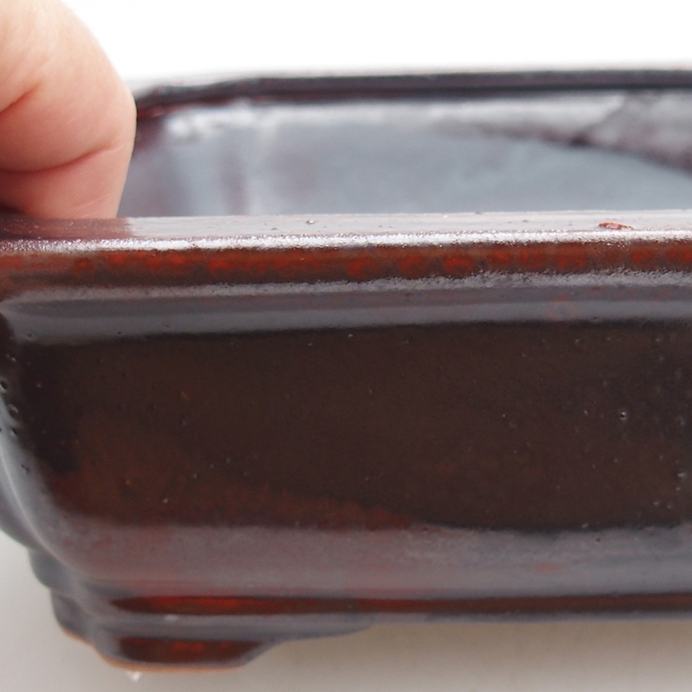 Keramická bonsajová miska 27 x 21 x 7 cm, farba čierna červená