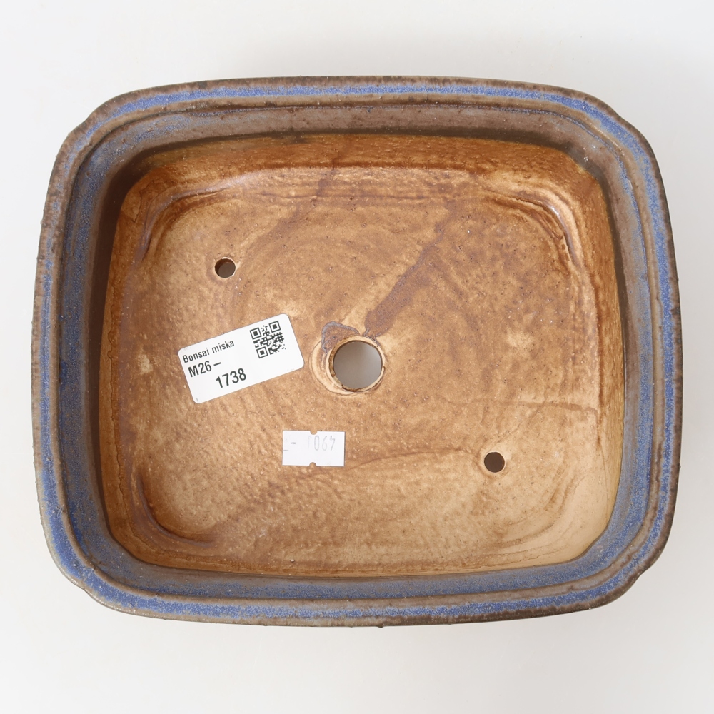 Keramická miska na bonsai 19,5 x 17 x 6 cm, farba modrá