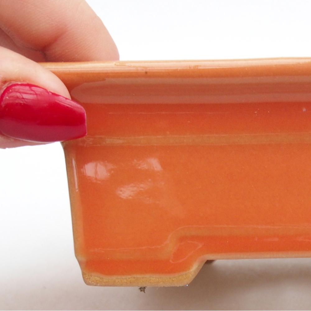 Keramická miska na bonsaje 11 x 8,5 x 4 cm, oranžová