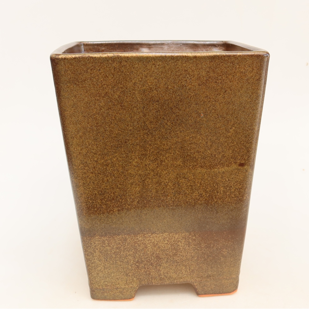 Keramická miska na bonsai 15,5 x 15,5 x 19 cm, farba hnedá