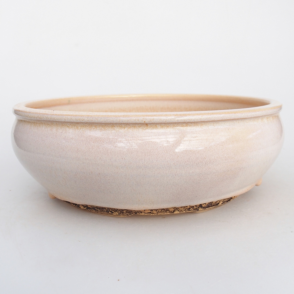 Keramická miska na bonsaje 21,5 x 21,5 x 7,5 cm, farba béžová