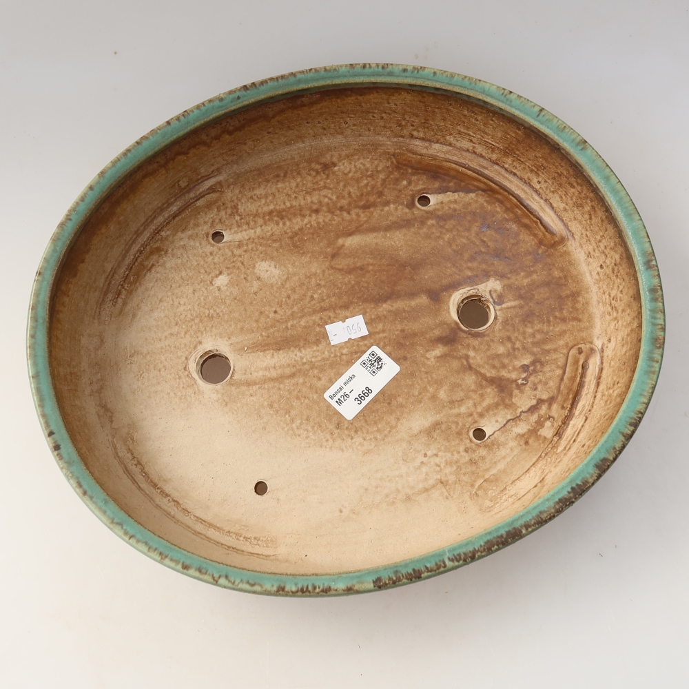 Keramická miska na bonsaje 32 x 27,5 x 6,5 cm, farba zelená