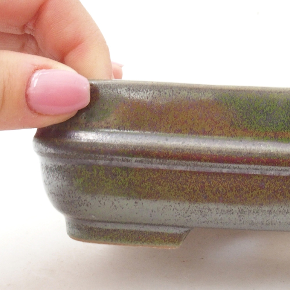 Keramická bonsai miska 14 x 12,5 x 4,5 cm, farba zelená
