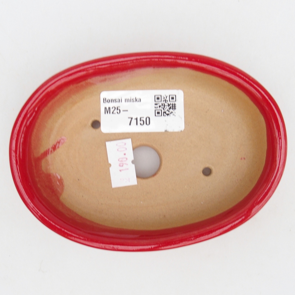 Keramická bonsajová miska 12 x 8,5 x 3 cm, farba červená