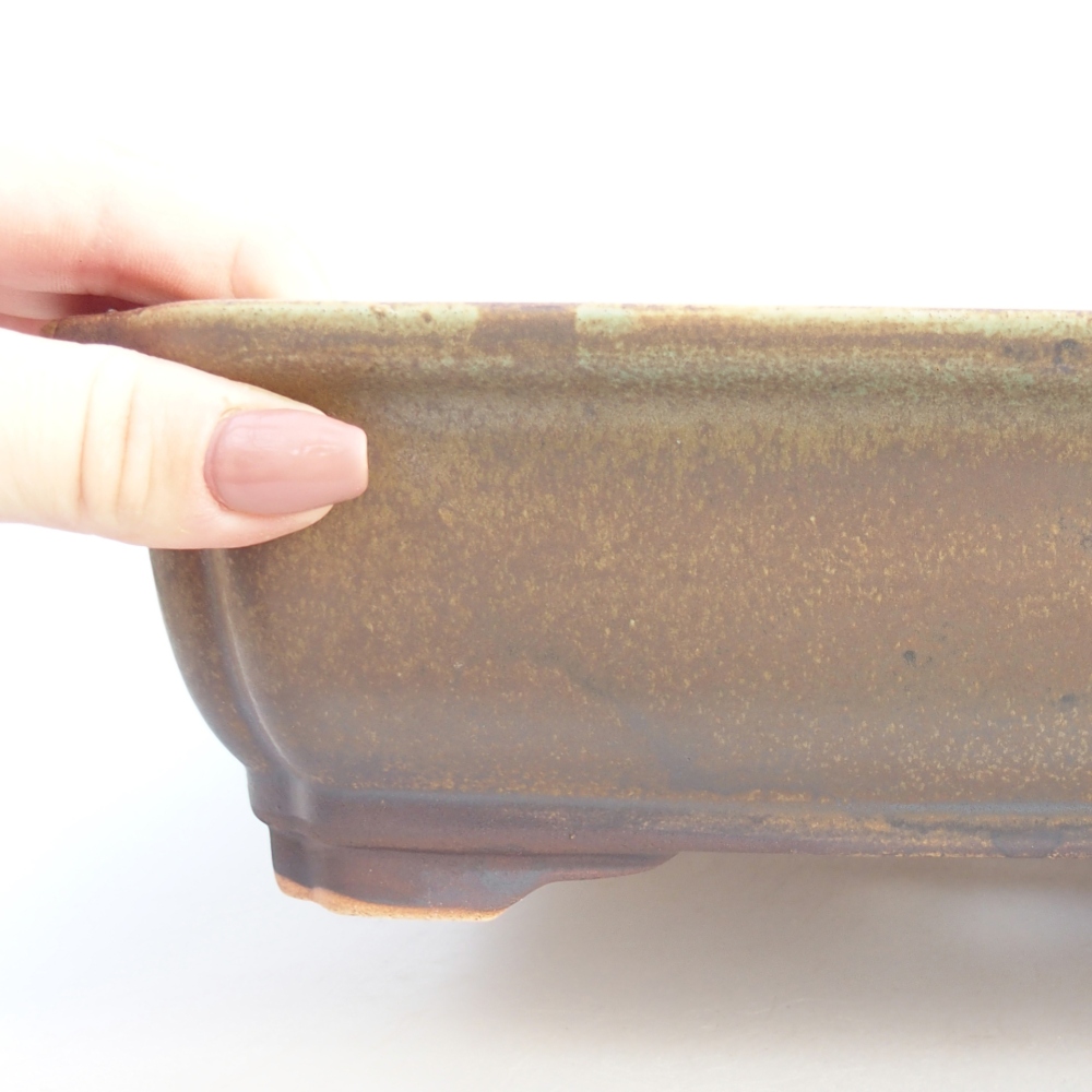 Keramická miska na bonsaje 28 x 22,5 x 7 cm, zeleno-hnedá