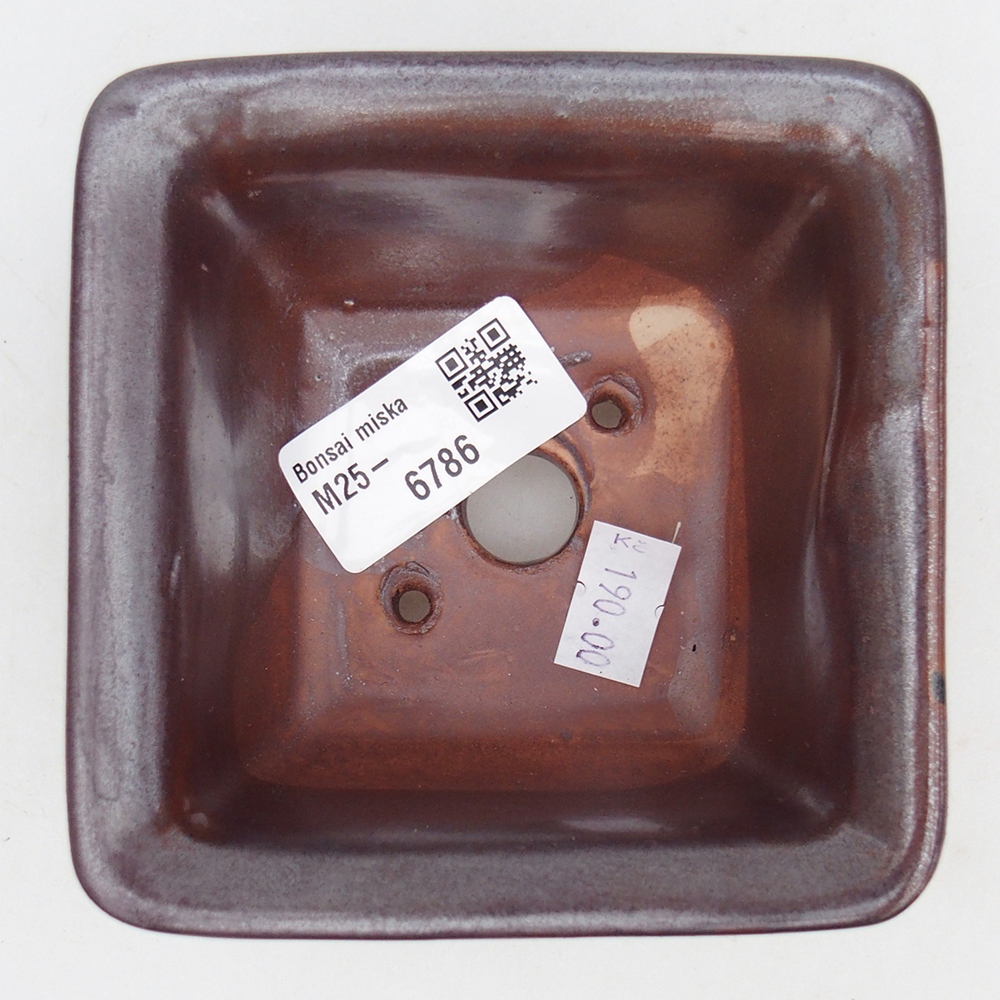 Keramická miska na bonsaje 10 x 10 x 6 cm, bordová