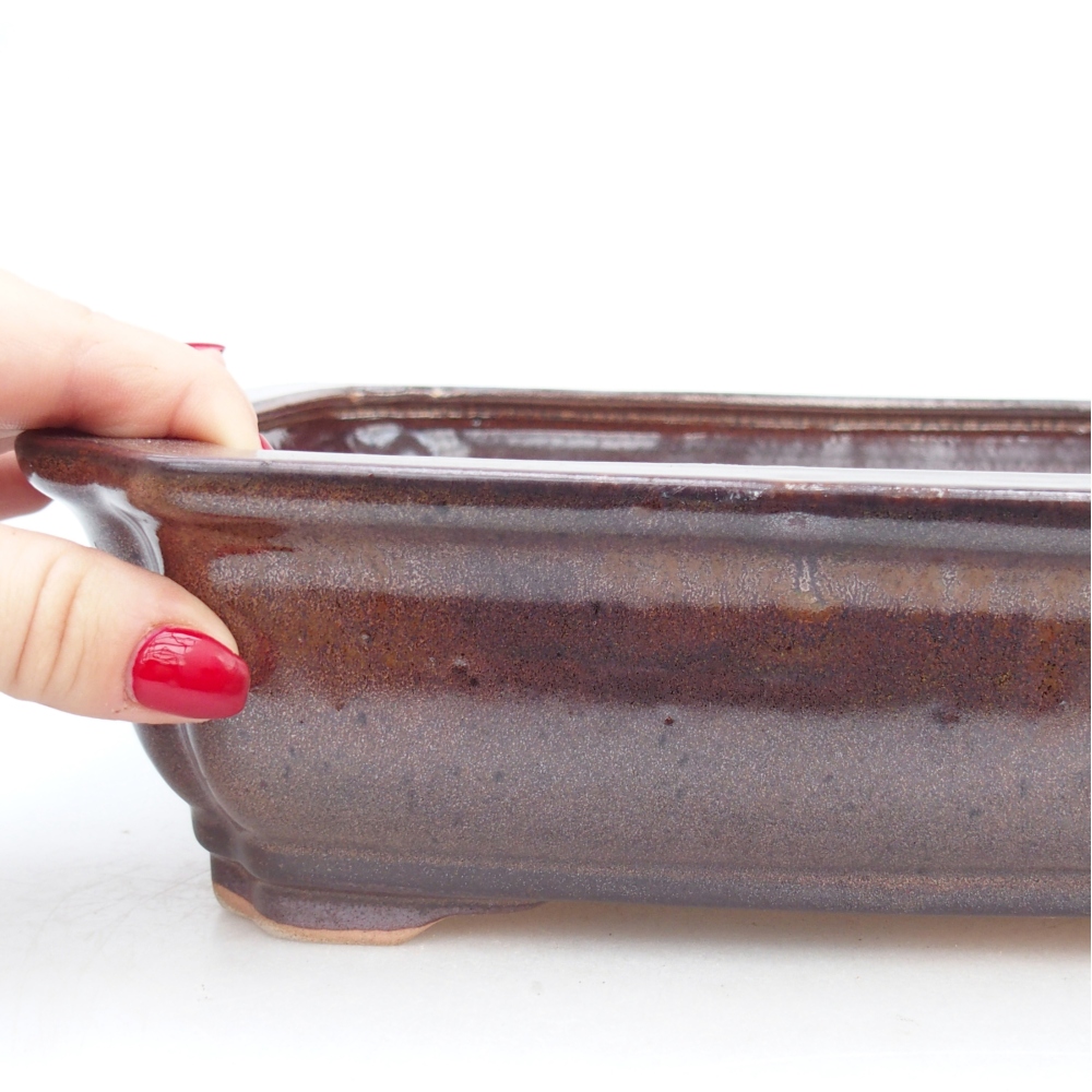 Keramická miska na bonsaje 27,5 x 22 x 7 cm, hnedá