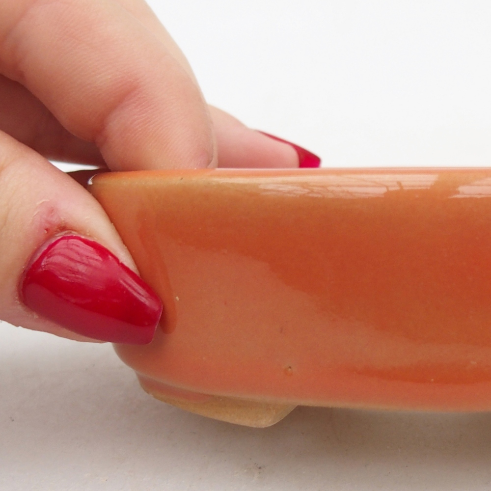 Keramická miska na bonsaje 9,5 x 8 x 3 cm, oranžová