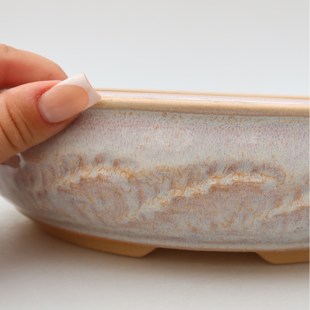Keramická miska na bonsaje 25,5 x 25,5 x 6,5 cm, farba béžová