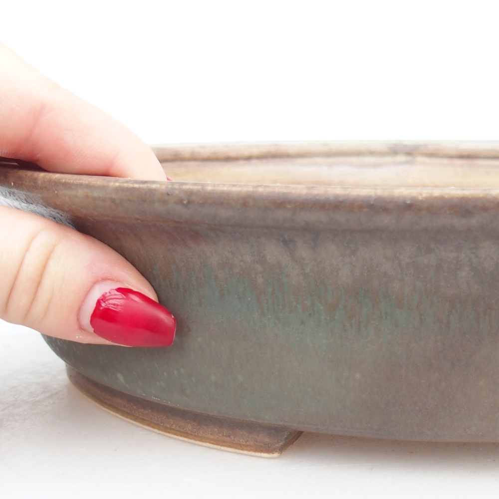 Keramická bonsajová miska 25 x 20 x 7,5 cm, zelená