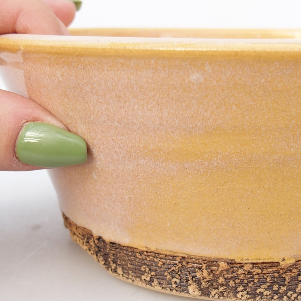 Keramická bonsajová miska 16,5 x 16,5 x 6,5 cm, farba hnedožltá